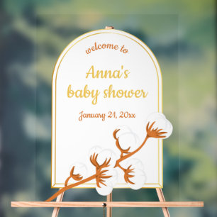 Elegantes Baby Babydusche Cotton Branch Akryllisch Acrylschild
