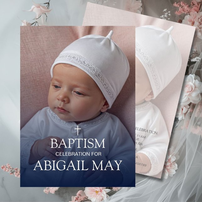 Elegantes Baby Baptism Foto Minimalistisch Einladung (Von Creator hochgeladen)