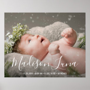 Elegantes Baby Birth Baby Foto Kinderzimmer Poster