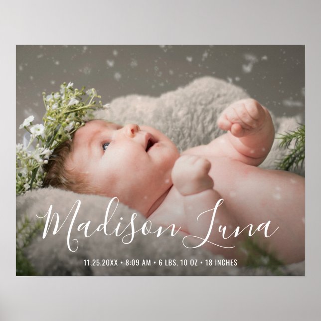 Elegantes Baby Birth Baby Foto Kinderzimmer Poster (Vorne)