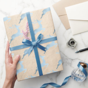 Elegantes Baby-Blue Weihnachtsrentiermuster Geschenkpapier
