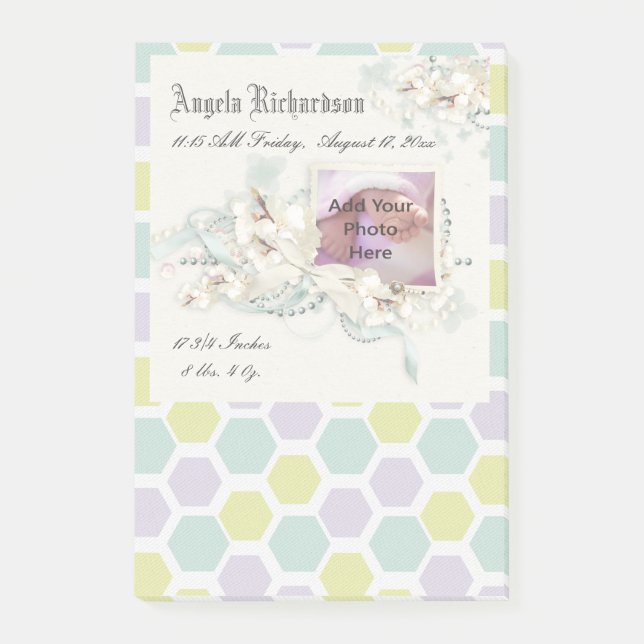 Elegantes Baby Boy oder Girl Scrapbook Foto Frame Post-it Klebezettel (Vorderseite)
