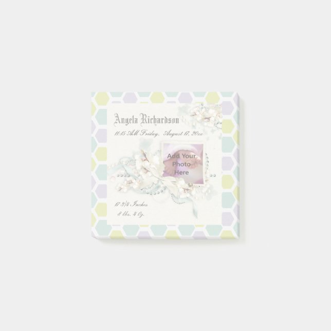 Elegantes Baby Boy oder Girl Scrapbook Foto Frame Post-it Klebezettel (Vorderseite)