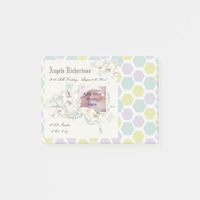 Elegantes Baby Boy oder Girl Scrapbook Foto Frame Post-it Klebezettel (Vorderseite)