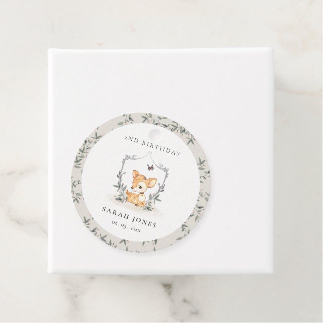 Elegantes Baby Deer Blumengebirge Wappen jeden Geb Geschenkanhänger (Beispiel)