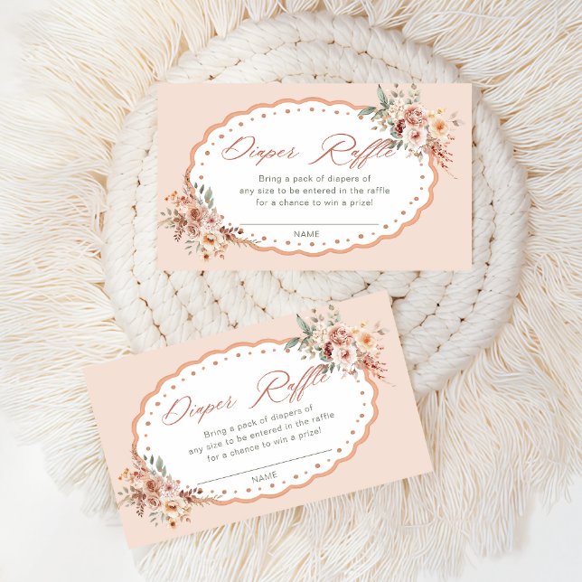 Elegantes Baby-Duschschlauch-Raffle für Floral Boh Begleitkarte (Von Creator hochgeladen)