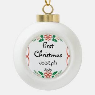 Elegantes Baby First Weihnachten anpassen Keramik Kugel-Ornament