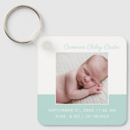 Elegantes Baby Foto Aquamarin Keepake Geschenk Schlüsselanhänger