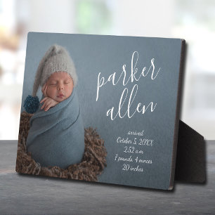 Elegantes Baby-Foto-Geburtsanzeigen-Andenken Fotoplatte
