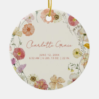 Elegantes Baby-Foto gepresste Blume Geburtsstaate Keramik Ornament