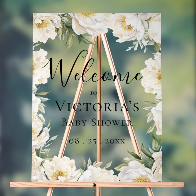 Elegantes Baby in Bloom Floral Baby Showe Acrylschild (Neutral)