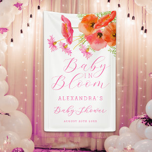 Elegantes Baby in Bloom Floral Mädchen Baby Shower Banner