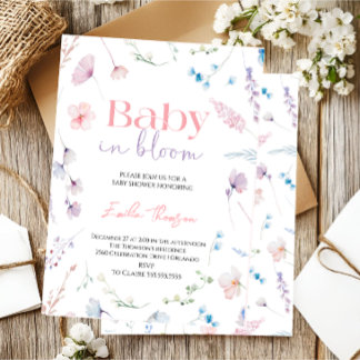 Elegantes Baby in Bloom Wildblumen-Baby-Party  Einladung