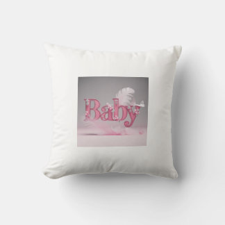 Elegantes Baby-Mädchen Rosa-Typografie | Floral & Kissen