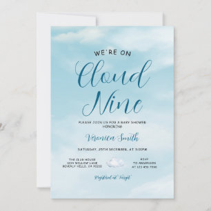 Elegantes Baby-Shower-Thema "Blauer Himmel - Wolke Einladung