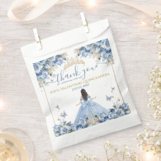Elegantes Babyblau-Gold-Quinceañera-Prinzessin-Sch Geschenktütchen