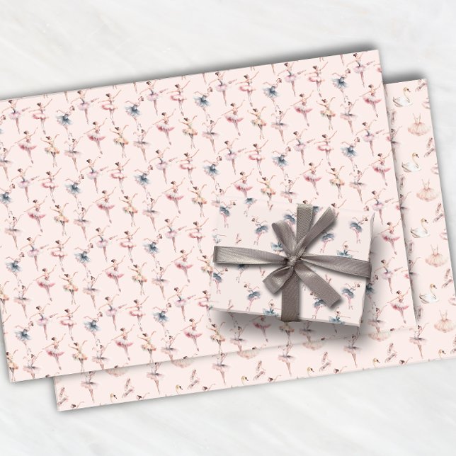 Elegantes Ballerina Pink Wasserfarben Muster Balle Geschenkpapier Set (Von Creator hochgeladen)