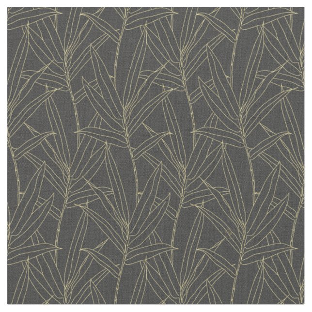 Elegantes Bambusfolien goldene Striche Design Stoff (Nahaufnahme)
