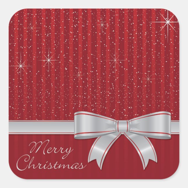 Elegantes Band und Sterne Quadratischer Aufkleber (Vorderseite)