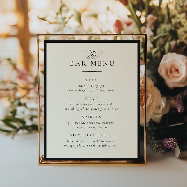 ELEGANTES Bar-Menü Hochzeitsschild Poster (Von Creator hochgeladen)