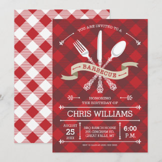 Elegantes Barbecue Einladung zu Gingham