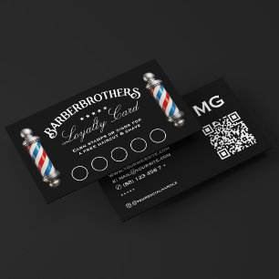 Elegantes Barber Pole Black Reward Loyalty Visitenkarte