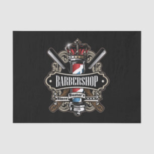Elegantes Barberloch und Crown-Logo personalisiere Seidenpapier