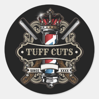 Elegantes Barbershop-Logo personalisieren 2 Runder Aufkleber