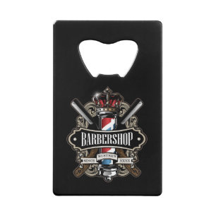 Elegantes Barbershop-Logo personalisieren Geldbeutel Flaschenöffner