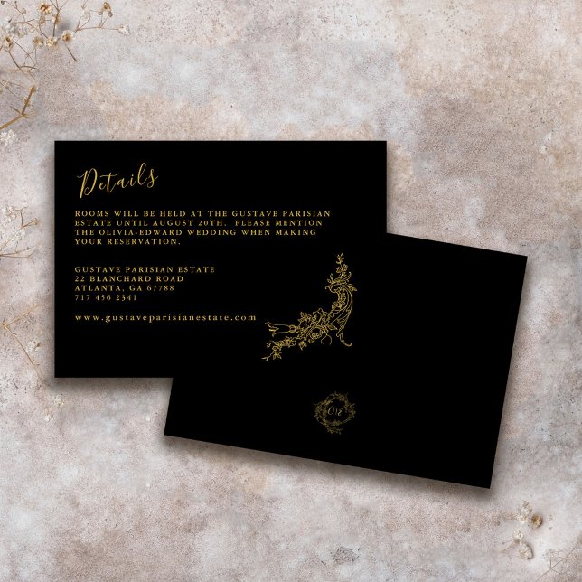 Elegantes Barock Chinoiserie Vintages Schwarzes Me Begleitkarte (Von Creator hochgeladen)