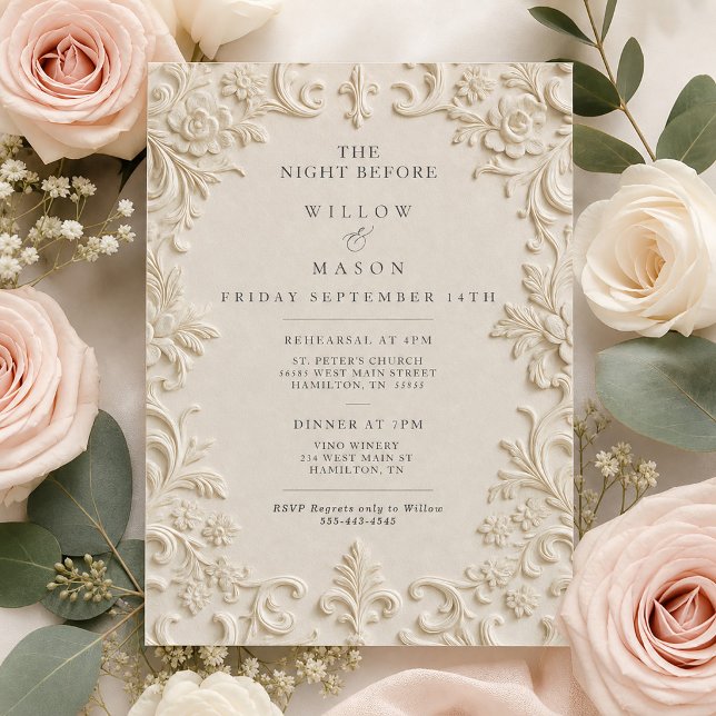Elegantes Barock Das Probedinner Am Abend Vorher Einladung (Elegant Baroque The Night Before Rehearsal Dinner Invitation)