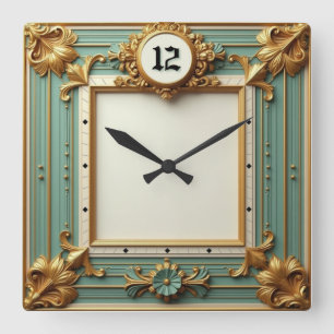 Elegantes Barock Quadratische Wanduhr