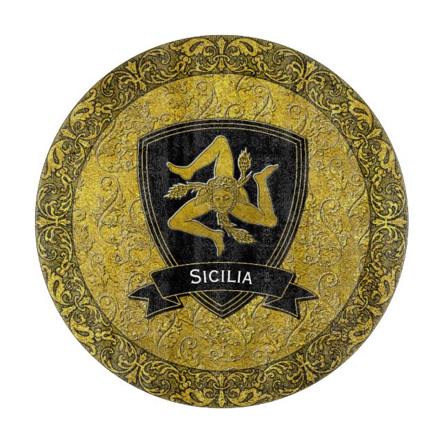 Elegantes Barock Sicilian Trinacria Schneidebrett (Vorderseite)