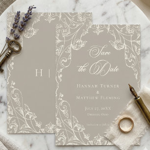 Elegantes Barock Vintage Neutrales Tannbraun Elfen Save The Date