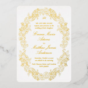 Elegantes Barock-Wappen Monogram White Back Weddin Folieneinladung