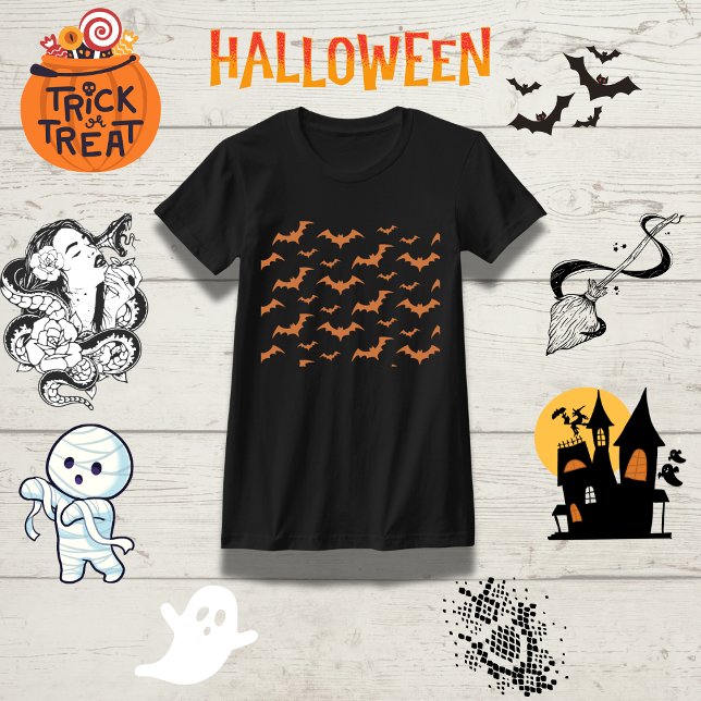 Elegantes Bat Border Family Halloween T-Shirt (Von Creator hochgeladen)