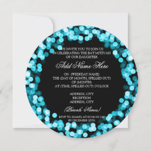 Elegantes Bat Mitzvah Funkelnd Lichter Einladung