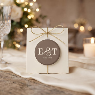 Elegantes Bauernhaus-Braun-Hochzeitspaare Initiale Magnet