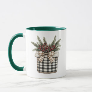 Elegantes Bauernhaus Land Weihnachten Personalisie Tasse