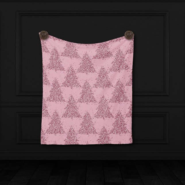 Elegantes Baummuster | Dusty Mauve Pink Weihnachte Fleecedecke (Von Creator hochgeladen)