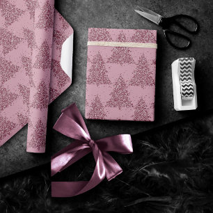 Elegantes Baummuster Dusty Mauve Pink Weihnachte Geschenkpapier
