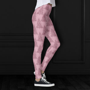 Elegantes Baummuster   Dusty Mauve Pink Weihnachte Leggings