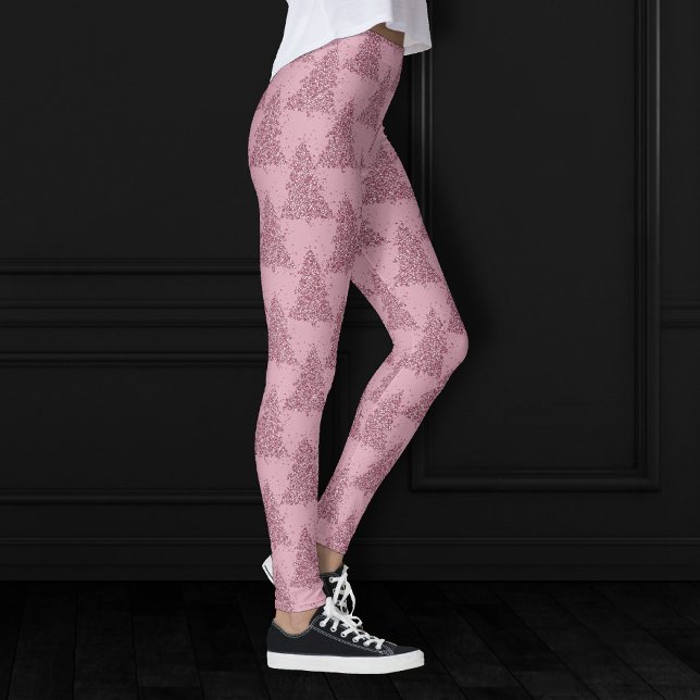 Elegantes Baummuster | Dusty Mauve Pink Weihnachte Leggings (Von Creator hochgeladen)