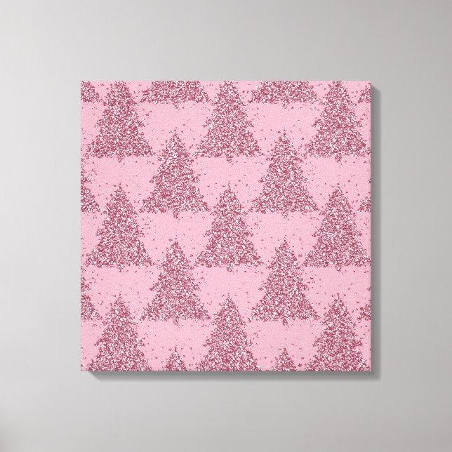 Elegantes Baummuster | Dusty Mauve Pink Weihnachte Leinwanddruck (Vorderseite)