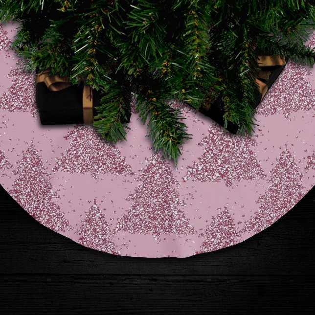 Elegantes Baummuster | Dusty Mauve Pink Weihnachte Polyester Weihnachtsbaumdecke (Von Creator hochgeladen)