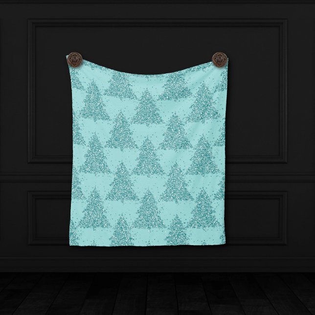 Elegantes Baummuster | Luxe Aqua Mint Weihnachten Fleecedecke (Von Creator hochgeladen)