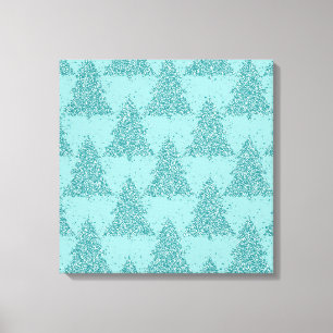Elegantes Baummuster   Luxe Aqua Mint Weihnachten Leinwanddruck