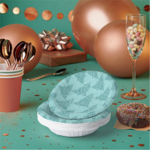 Elegantes Baummuster   Luxe Aqua Mint Weihnachten Pappteller