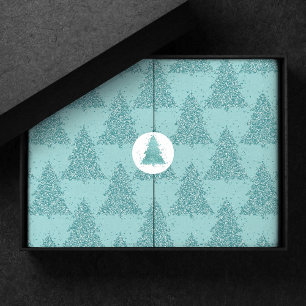Elegantes Baummuster Luxe Aqua Mint Weihnachten Seidenpapier