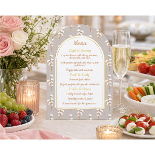 Elegantes Baumwoll-Blumenbogen-Baby-Shower-Menü Einladung
